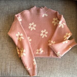 Hollister Pink Floral Crewneck Sweater